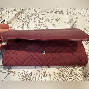 Vera Bradley Large wallet with button. Burgundy in color.
